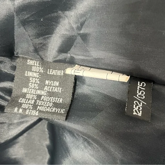 Vintage Leather Jacket Faux Fur Trim Black M Overcoat - Picture 6 of 9